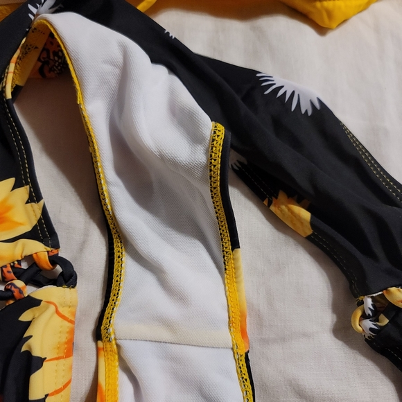 NWT PLUS SIZE ADJUSTABLE SIZING SUNFLOWER BIKINI TOE SIDE TIE BACK - Picture 8 of 8
